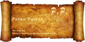 Petke Patrik névjegykártya